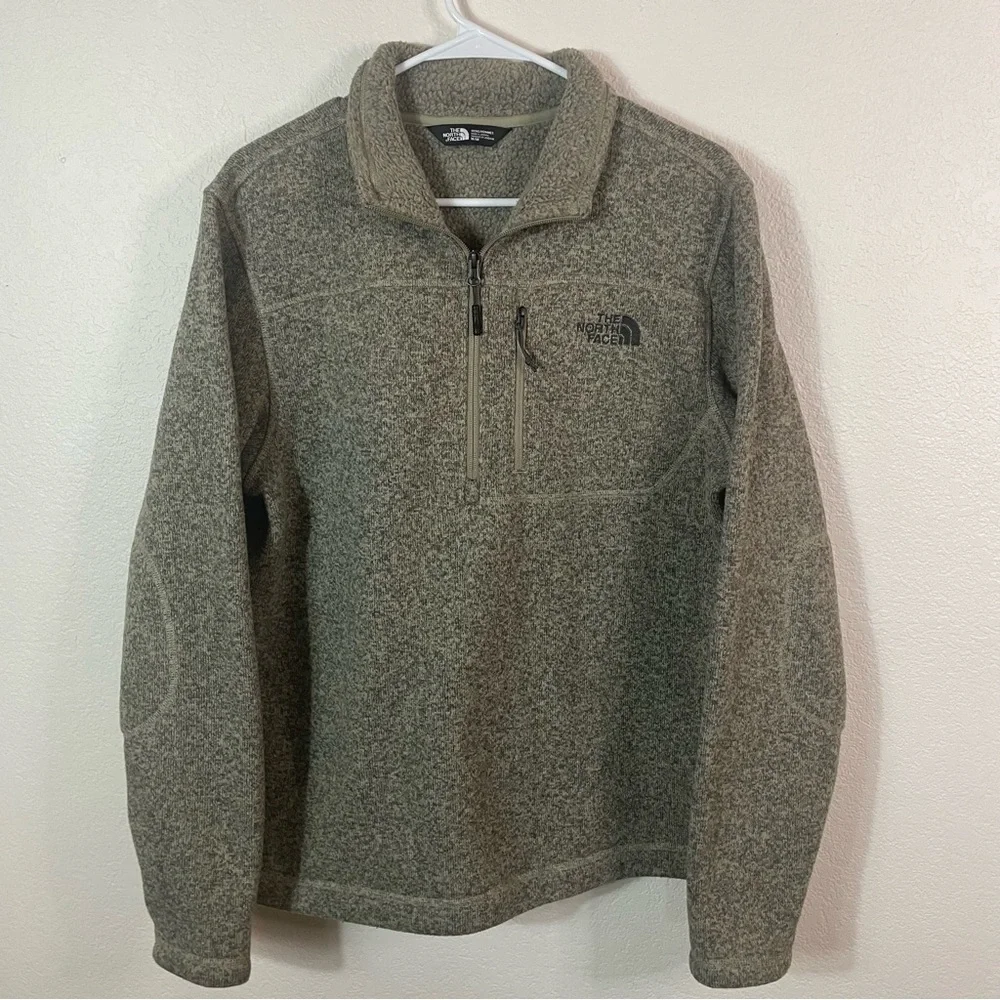 The North Face Gordon‎ Lyons 1/4 Zip Pullover Sherpa Lined Gray Oatmeal Size M